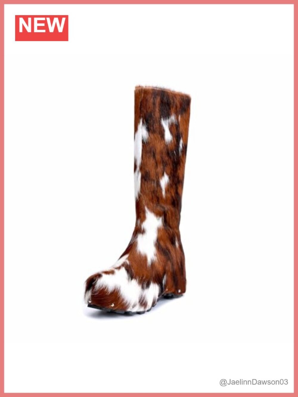 Handmade Knee-High Cowgirl Boots with Genuine Calf Hair & Shearling Lining